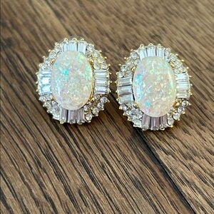 Mirabo Vintage Opal and Crystal Earrings